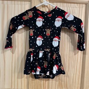 Bums & Roses Santa Reindeer Bamboo Viscose Romper Dress Black 12-18 Months